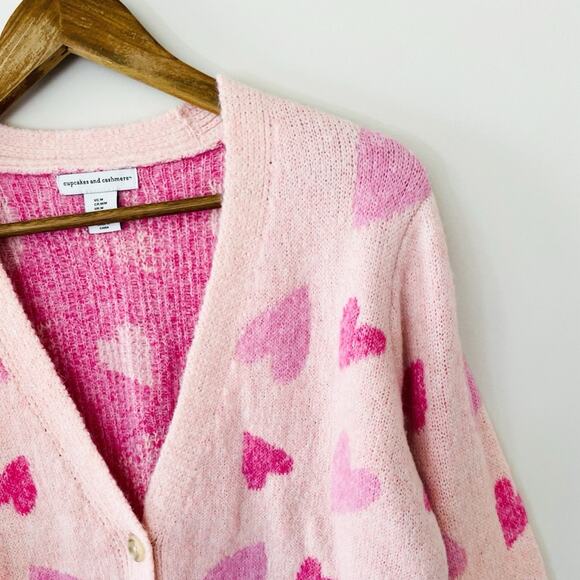 Cupcakes & Cashmere Pink Hearts Sweater Size Medium EUC - Picture 5 of 12